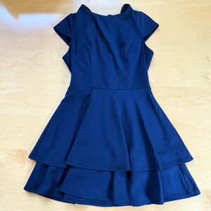 B Darlin Navy Blue Fit and Flare Cocktail Dress